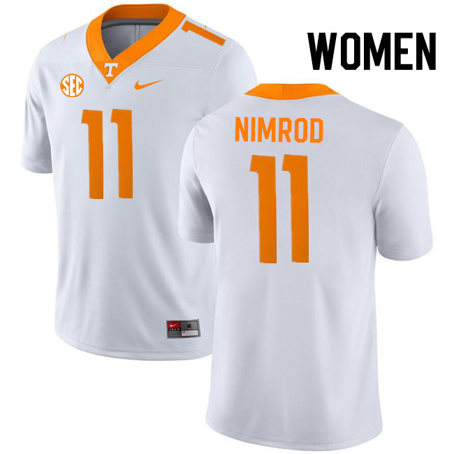 Women #11 Chas Nimrod Tennessee Volunteers College Football Jerseys Stitched-White